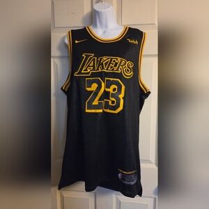 Nike Black and Gold Lakers #23 Basketball LeBron James Mamba Swingman Jersey